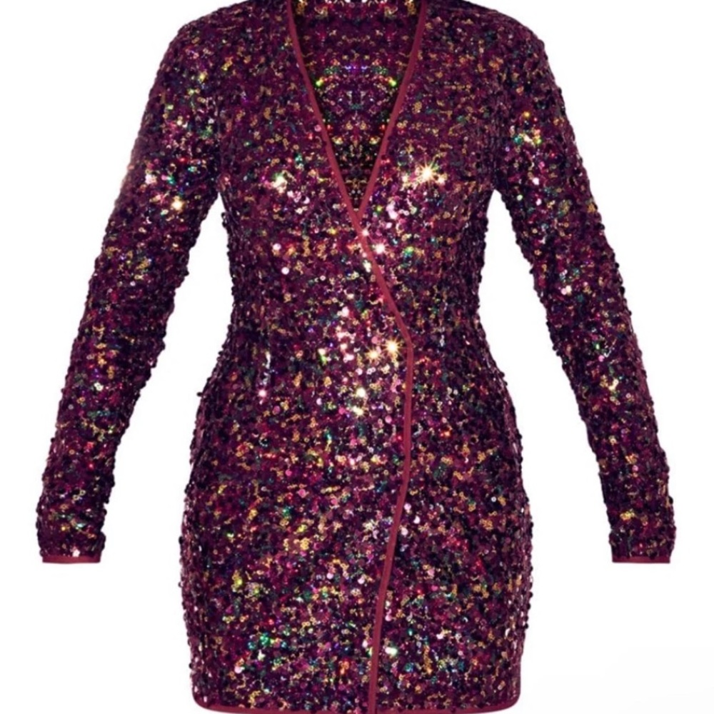 Sequin long sleeve blazer dress